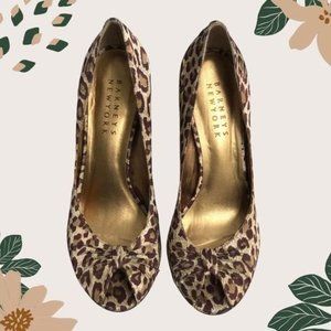 Barneys New York Leopard Peep-Toe Heels - Size 6
